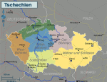 Das Bild zeigt eine Landkarte. Man sieht das Gebiet vom Sudetenland.